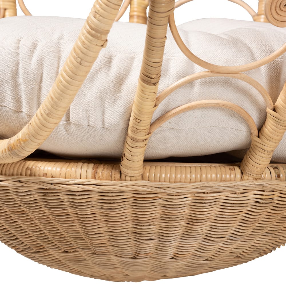 bali & pari - Umika Hanging Chair in White/Natural Brown - HC001-Rattan-Hanging Chair view 5