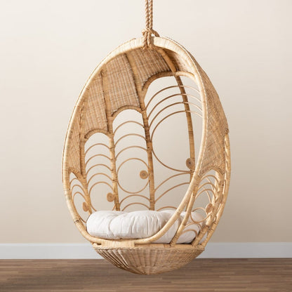bali & pari - Umika Hanging Chair in White/Natural Brown - HC001-Rattan-Hanging Chair view 8