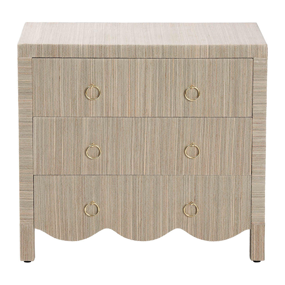 bali & pari  - Umika Nightstand in Beige/Gold - Umika-Scalloped-Beige-Grasscloth-NS view 3