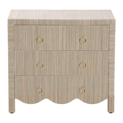 bali & pari  - Umika Nightstand in Beige/Gold - Umika-Scalloped-Beige-Grasscloth-NS view 3