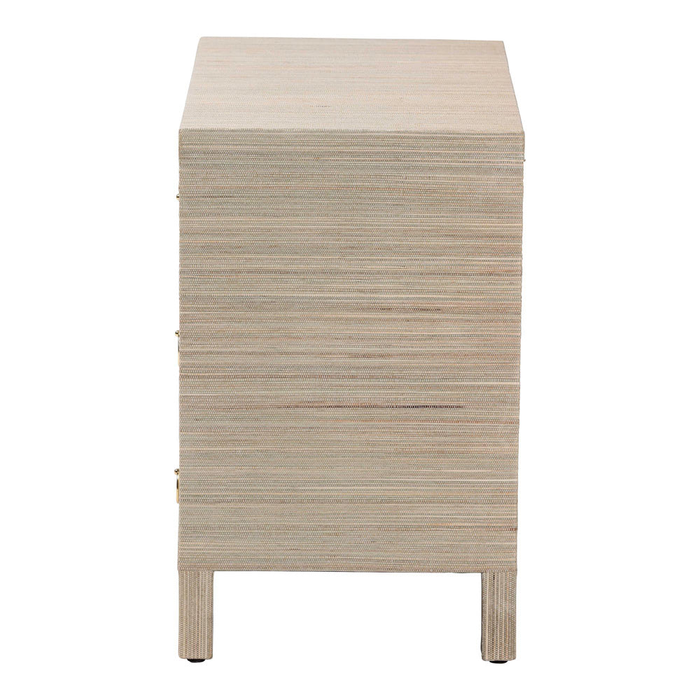 bali & pari  - Umika Nightstand in Beige/Gold - Umika-Scalloped-Beige-Grasscloth-NS view 4