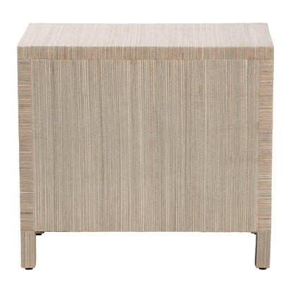 bali & pari  - Umika Nightstand in Beige/Gold - Umika-Scalloped-Beige-Grasscloth-NS view 5
