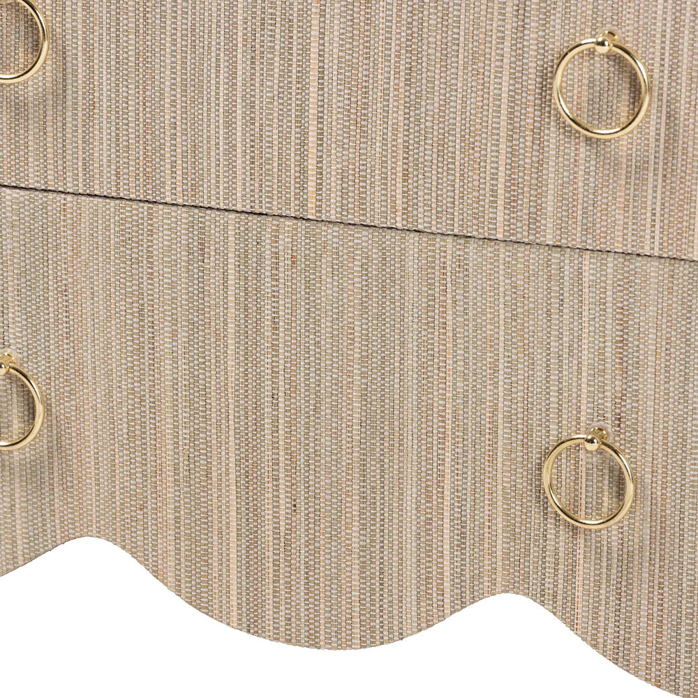 bali & pari  - Umika Nightstand in Beige/Gold - Umika-Scalloped-Beige-Grasscloth-NS view 6