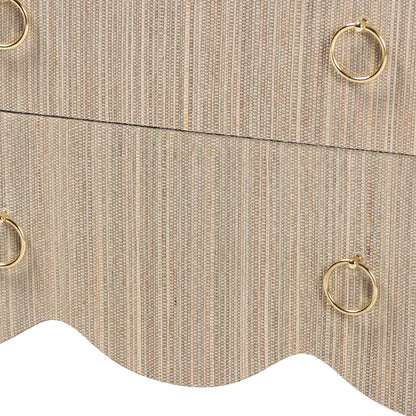 bali & pari  - Umika Nightstand in Beige/Gold - Umika-Scalloped-Beige-Grasscloth-NS view 6
