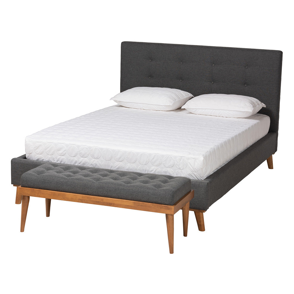 bali & pari - Valencia Queen Bedroom Set in Dark Grey/Walnut Brown - BBT6662-Dark Grey-Queen-2PC Set view 1