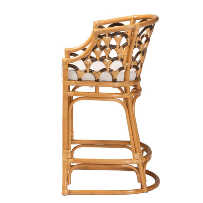 bali & pari - Veneto Bar Stool in Light honey/Dark brown/White - Veneto-Light Honey Rattan/Dark Brown Contrast-BS view 3