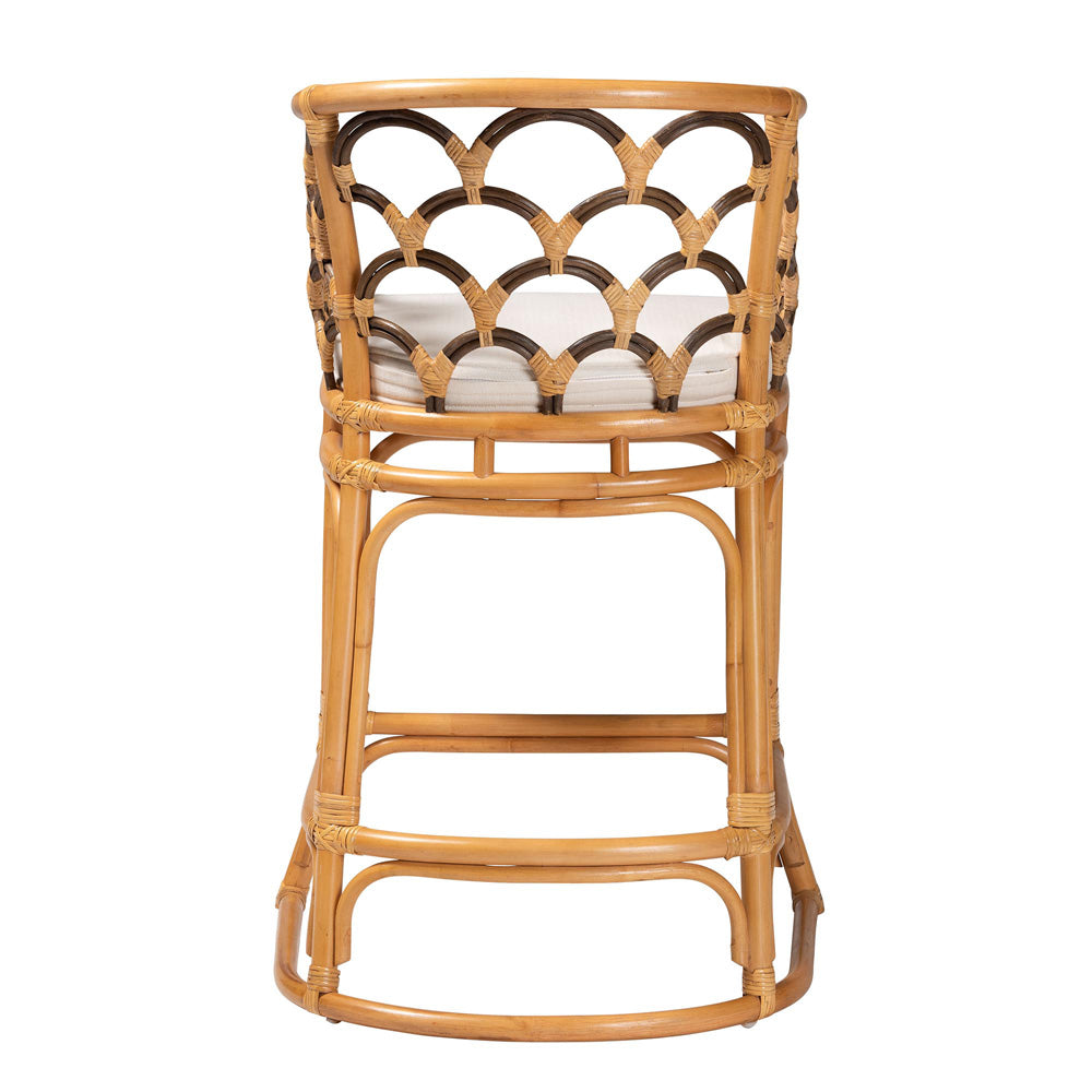 bali & pari - Veneto Bar Stool in Light honey/Dark brown/White - Veneto-Light Honey Rattan/Dark Brown Contrast-BS view 4