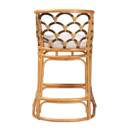 bali & pari - Veneto Bar Stool in Light honey/Dark brown/White - Veneto-Light Honey Rattan/Dark Brown Contrast-BS view 4