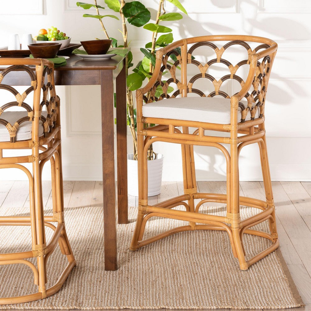bali & pari - Veneto Bar Stool in Light honey/Dark brown/White - Veneto-Light Honey Rattan/Dark Brown Contrast-BS view 8