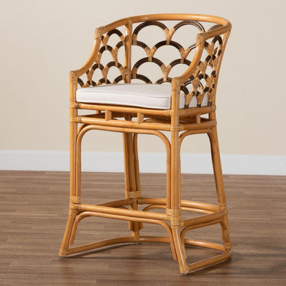 bali & pari - Veneto Bar Stool in Light honey/Dark brown/White - Veneto-Light Honey Rattan/Dark Brown Contrast-BS view 9