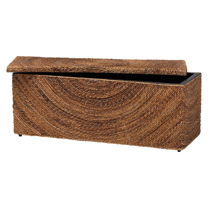 bali & pari - Verino Storage Bench in Natural Brown/Espresso Brown - Verino-Natural Seagrass Bench view 2