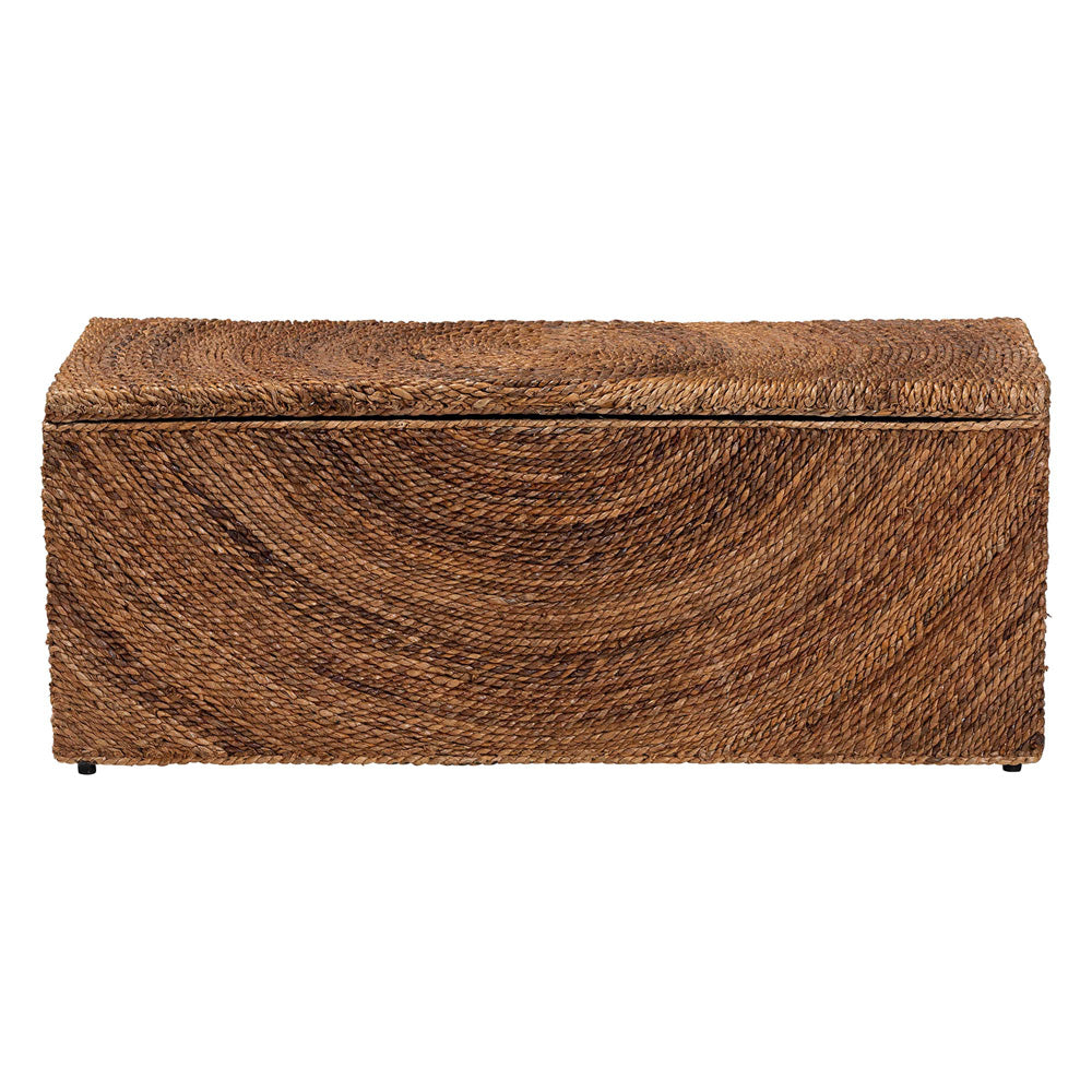 bali & pari - Verino Storage Bench in Natural Brown/Espresso Brown - Verino-Natural Seagrass Bench view 3