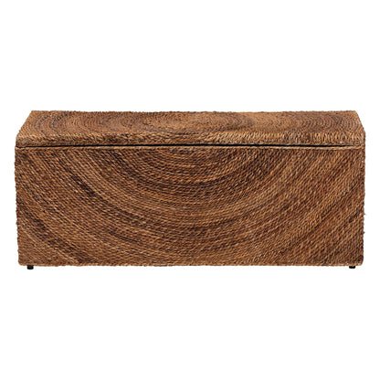 bali & pari - Verino Storage Bench in Natural Brown/Espresso Brown - Verino-Natural Seagrass Bench view 3