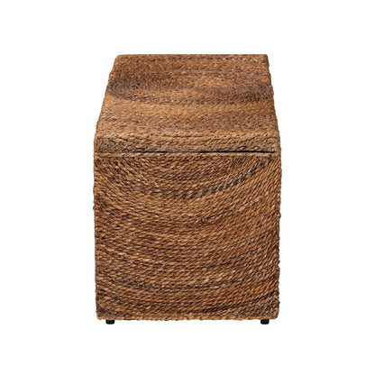 bali & pari - Verino Storage Bench in Natural Brown/Espresso Brown - Verino-Natural Seagrass Bench view 4