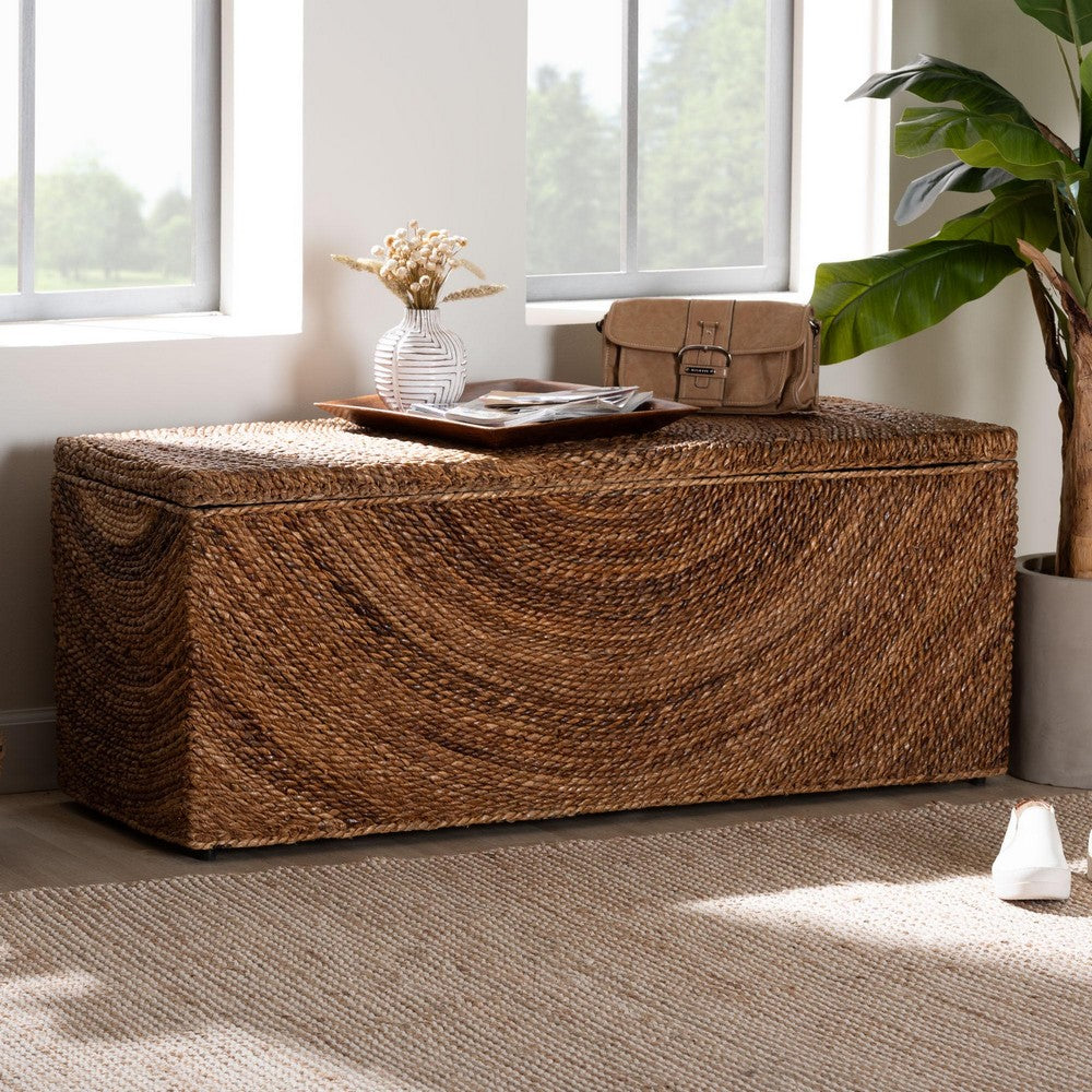 bali & pari - Verino Storage Bench in Natural Brown/Espresso Brown - Verino-Natural Seagrass Bench view 8