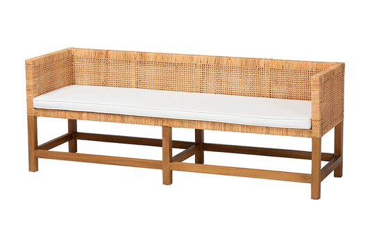 bali & pari - Vivan Bench - Vivan-SVN27285-Natural Rattan-Backrest Bench view 1