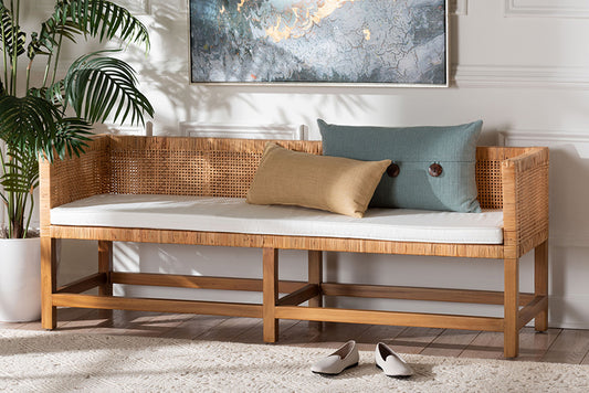 bali & pari - Vivan Bench - Vivan-SVN27285-Natural Rattan-Backrest Bench view 2