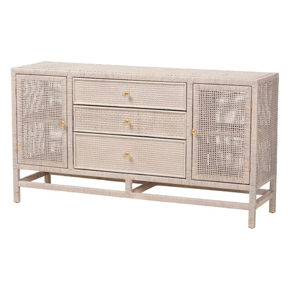 bali & pari - Vivan Storage Cabinet in French Grey - Vivan-SV2089-French Grey-Rattan-Cabinet view 1