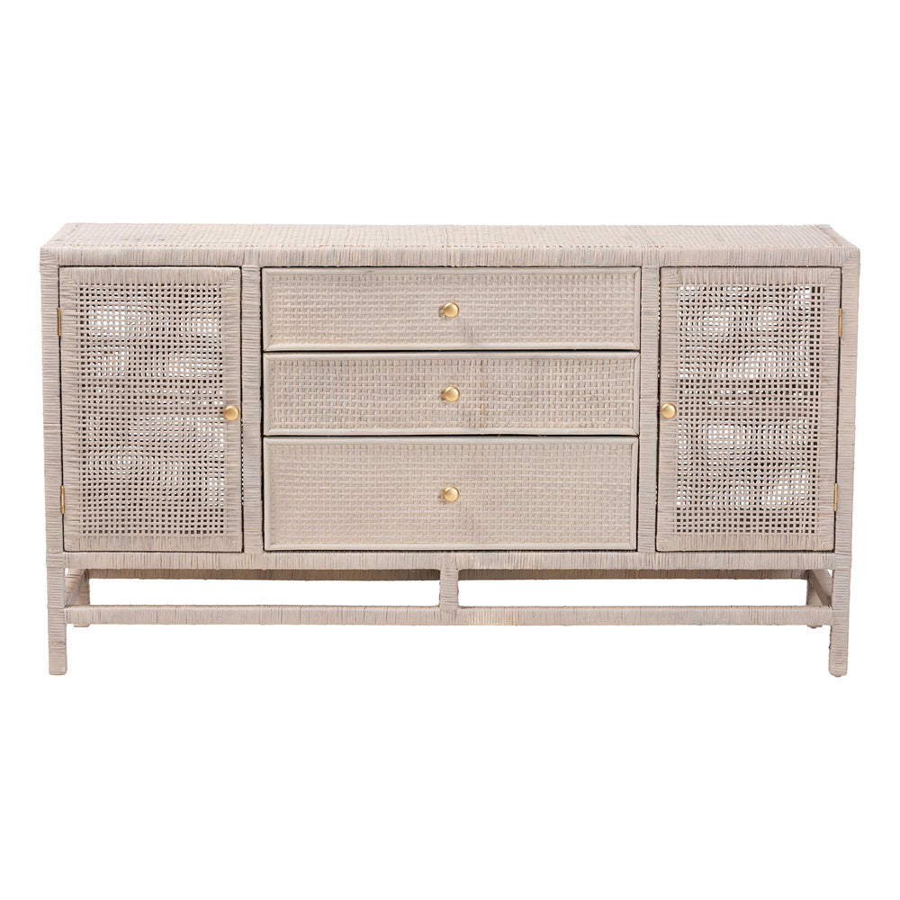 bali & pari - Vivan Storage Cabinet in French Grey - Vivan-SV2089-French Grey-Rattan-Cabinet view 3