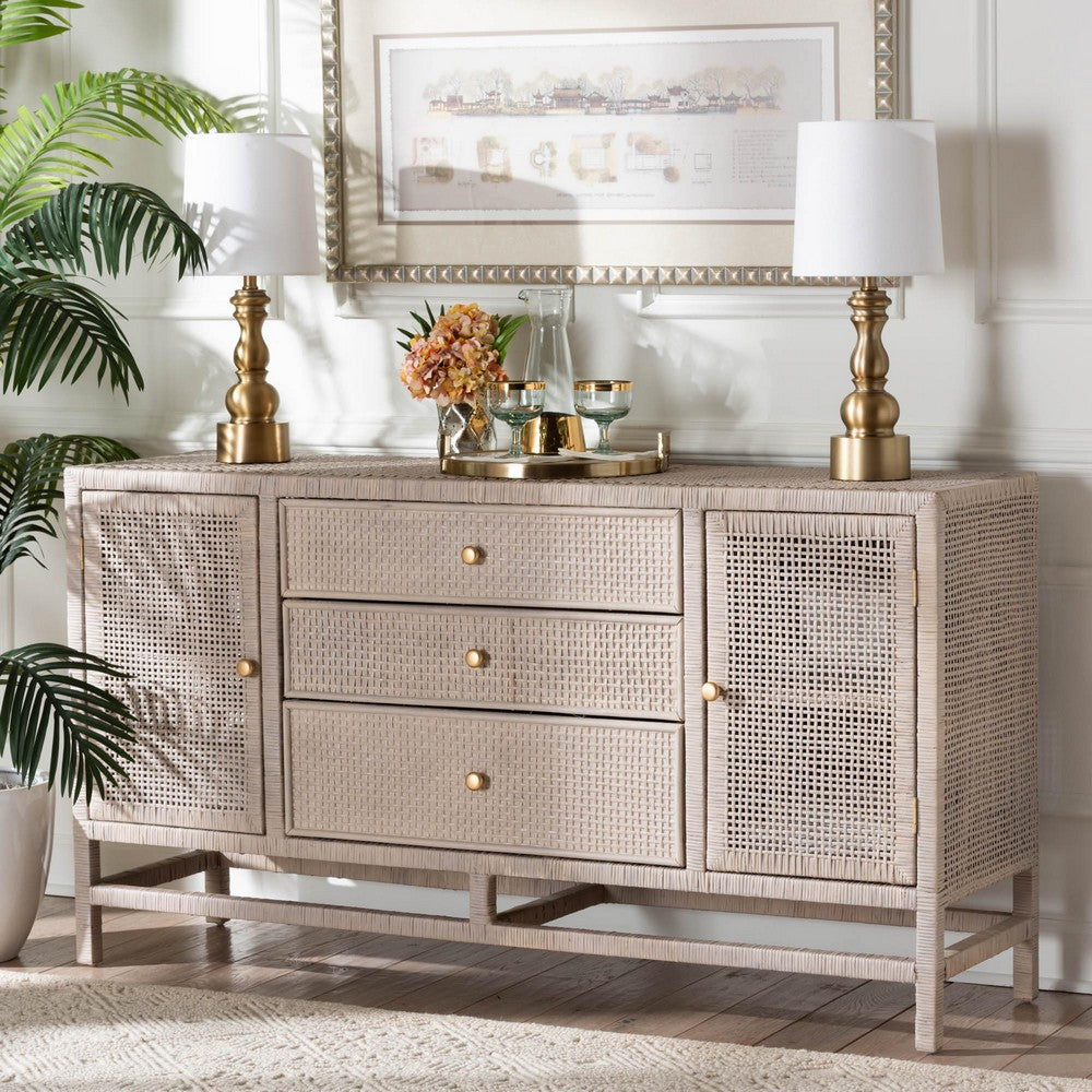 bali & pari - Vivan Storage Cabinet in French Grey - Vivan-SV2089-French Grey-Rattan-Cabinet view 9