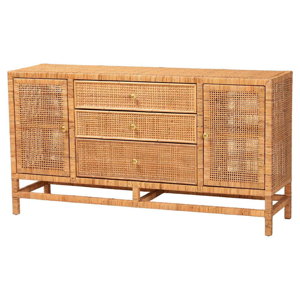 bali & pari - Vivan Storage Cabinet in Honey - Vivan-SV2089-Natural-Rattan-Cabinet view 1