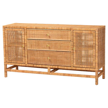 bali & pari - Vivan Storage Cabinet in Honey - Vivan-SV2089-Natural-Rattan-Cabinet view 1