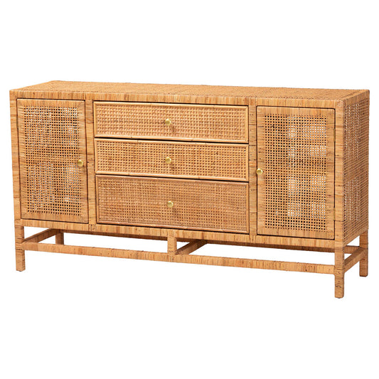 bali & pari - Vivan Storage Cabinet in Honey - Vivan-SV2089-Natural-Rattan-Cabinet view 1