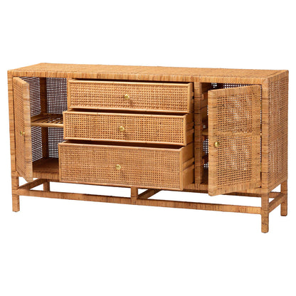 bali & pari - Vivan Storage Cabinet in Honey - Vivan-SV2089-Natural-Rattan-Cabinet view 2