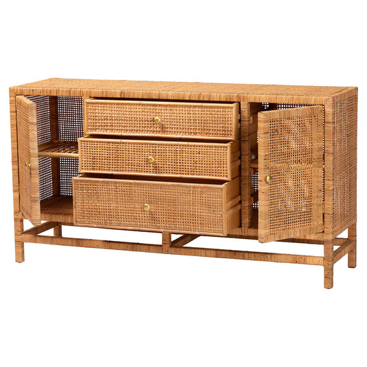 bali & pari - Vivan Storage Cabinet in Honey - Vivan-SV2089-Natural-Rattan-Cabinet view 2