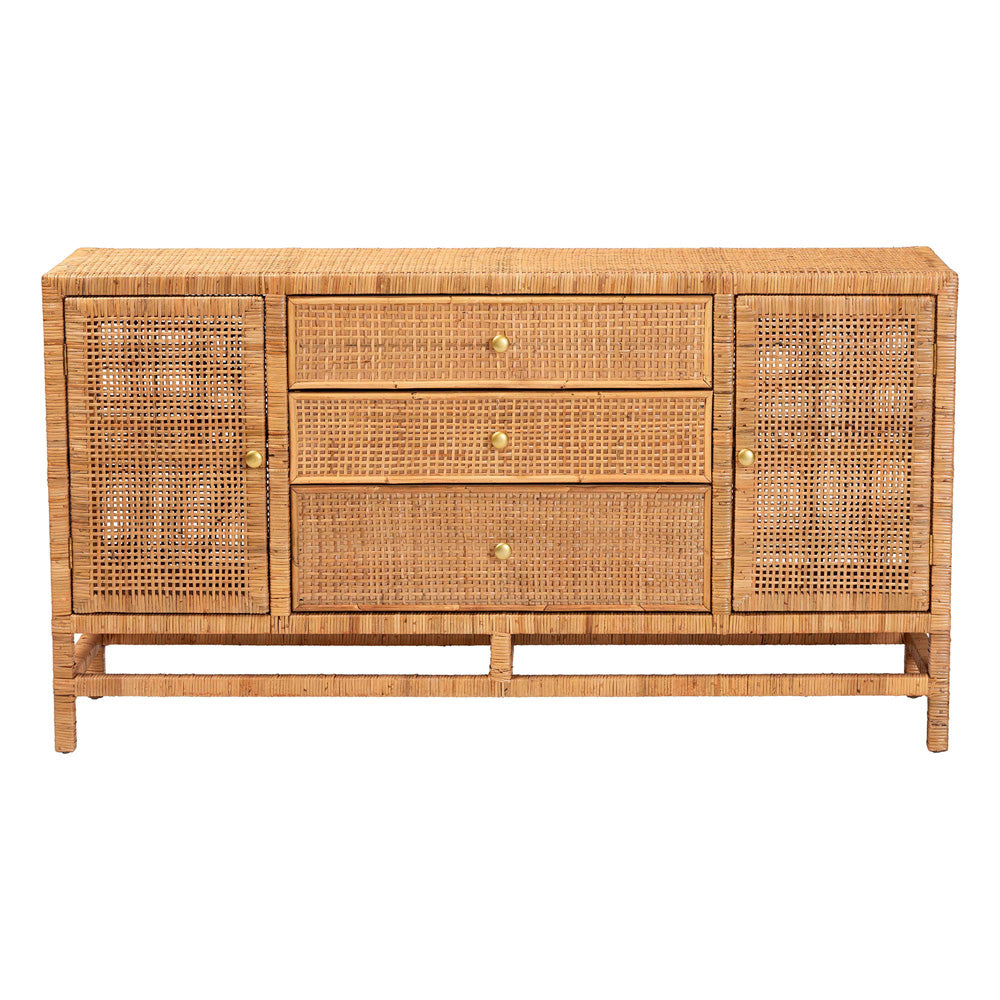bali & pari - Vivan Storage Cabinet in Honey - Vivan-SV2089-Natural-Rattan-Cabinet view 3