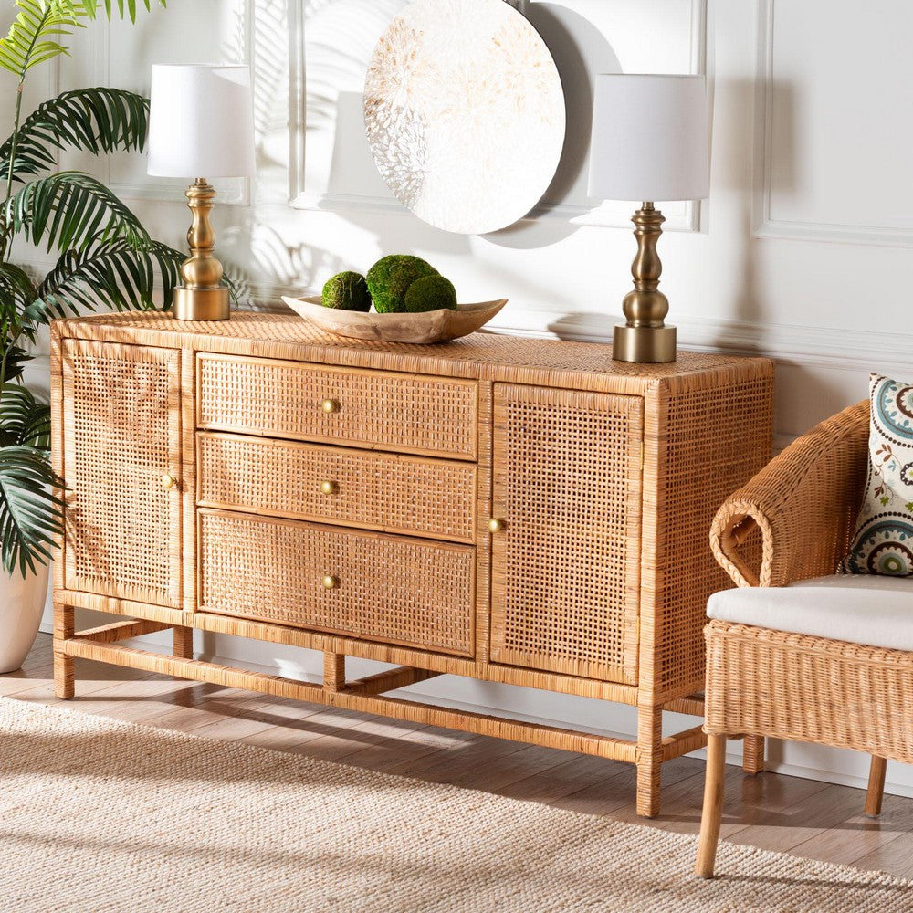 bali & pari - Vivan Storage Cabinet in Honey - Vivan-SV2089-Natural-Rattan-Cabinet view 9