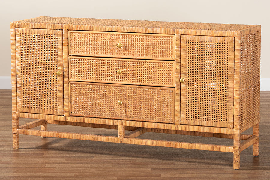 bali & pari - Vivan Storage Cabinet in Honey - Vivan-SV2089-Natural-Rattan-Cabinet view 10