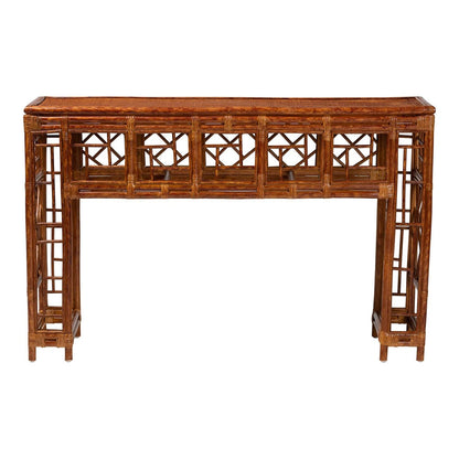 bali & pari - Wahid Console Table in Marbled Tortoise Brown - WS208-Tortoise Rattan-Console Table view 2