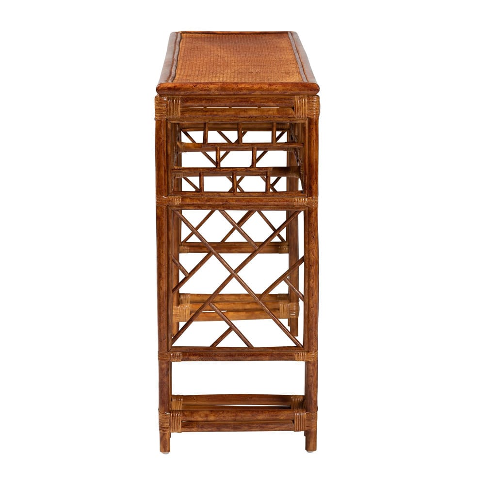 bali & pari - Wahid Console Table in Marbled Tortoise Brown - WS208-Tortoise Rattan-Console Table view 3