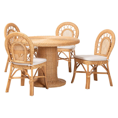 bali & pari  - Walker Dining Set in Light Honey - Walker-Light Honey Rattan-5PC Dining Set view 1