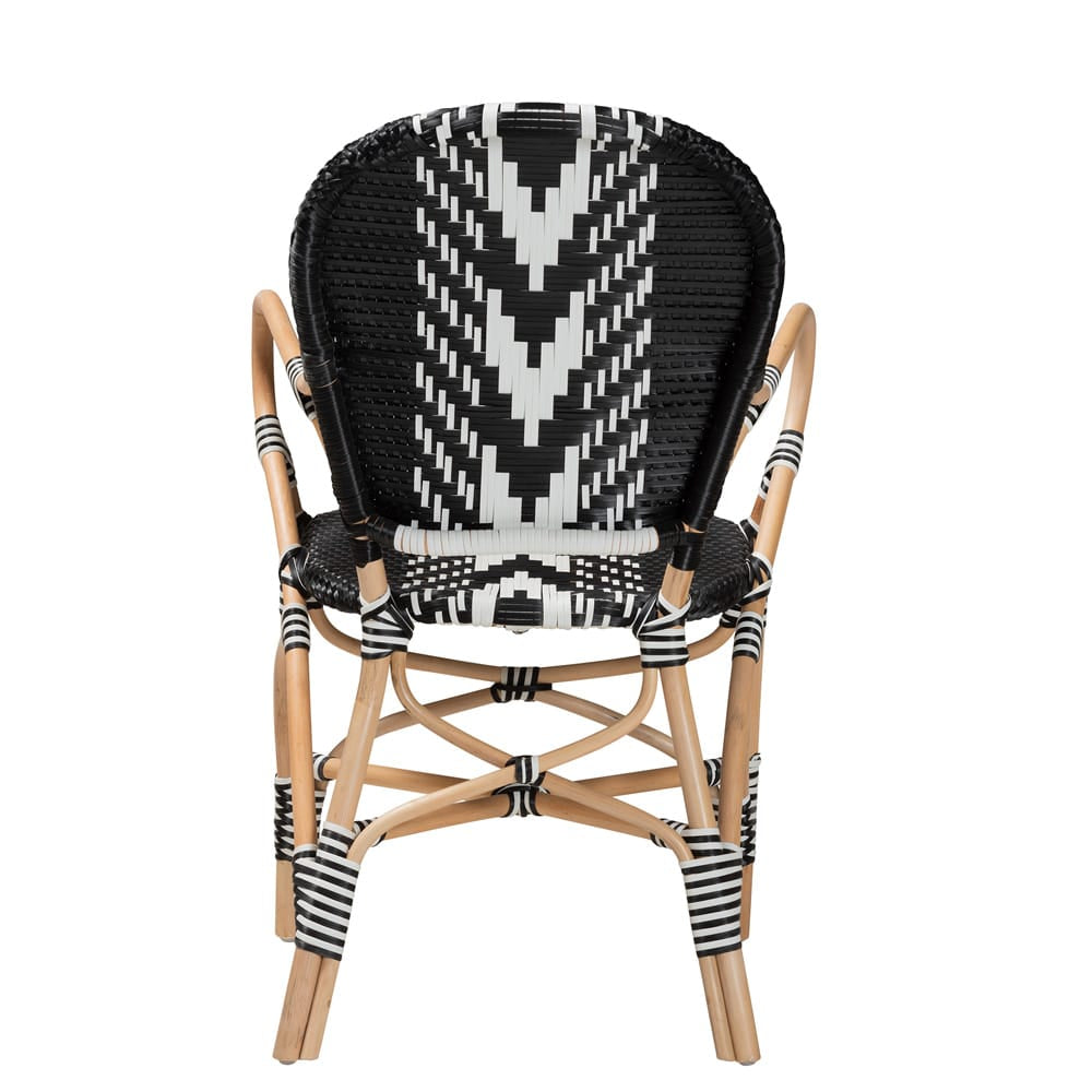 bali & pari - Wallis Dining Chair in Black/White/Natural Brown - BC010-W3-Rattan-DC Arm view 4