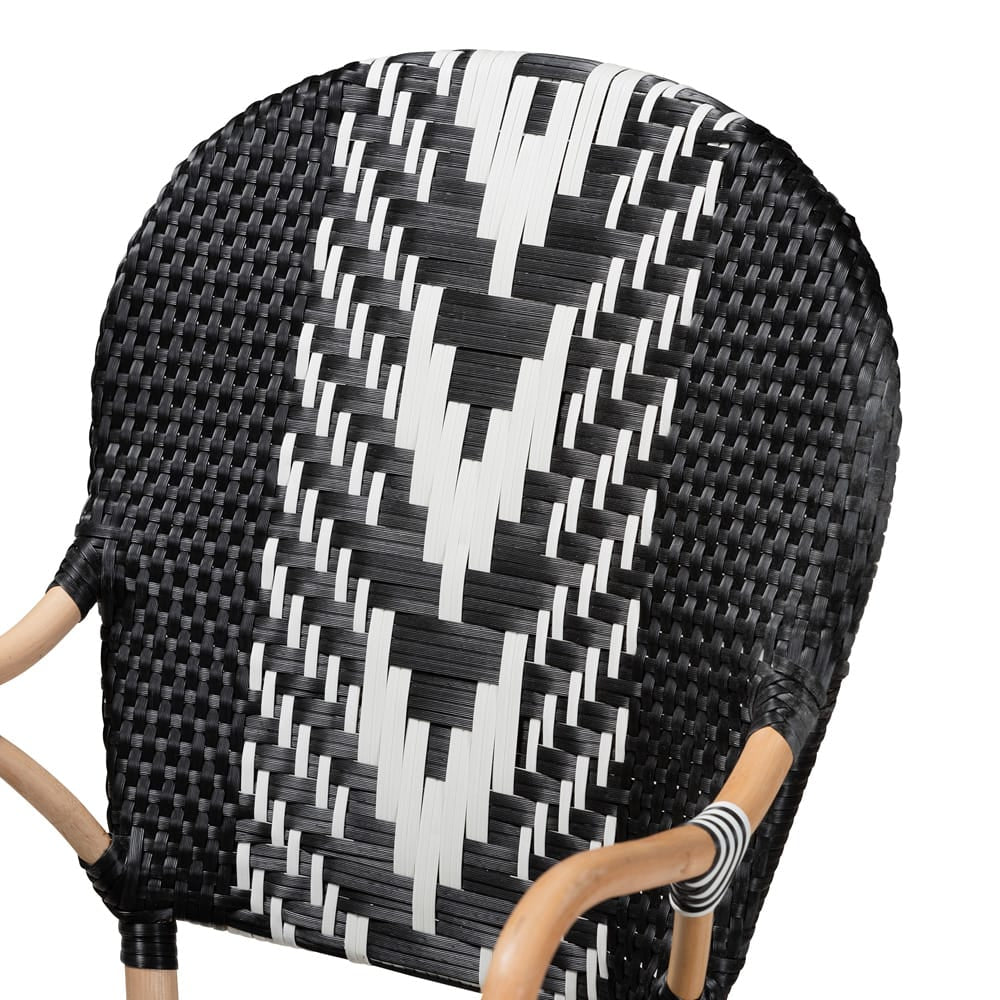 bali & pari - Wallis Dining Chair in Black/White/Natural Brown - BC010-W3-Rattan-DC Arm view 5