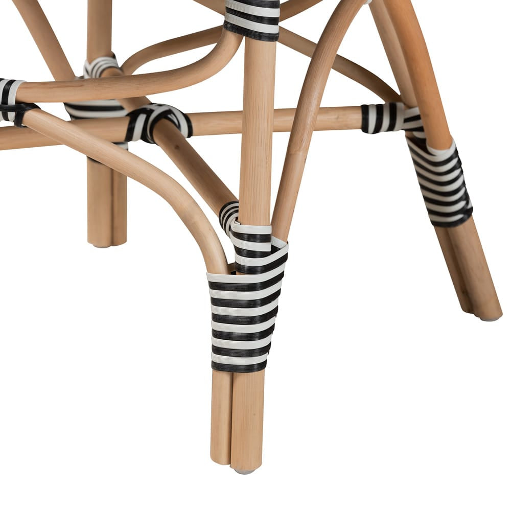 bali & pari - Wallis Dining Chair in Black/White/Natural Brown - BC010-W3-Rattan-DC Arm view 6