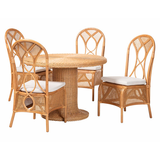 bali & pari  - Wallis Dining Set in Light Honey - Wallis-Light Honey Rattan-5PC Dining Set view 1