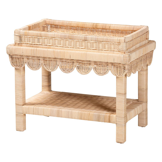 bali & pari  - Weyman End Table in Natural Brown - WS158-Natural Rattan-ET view 1
