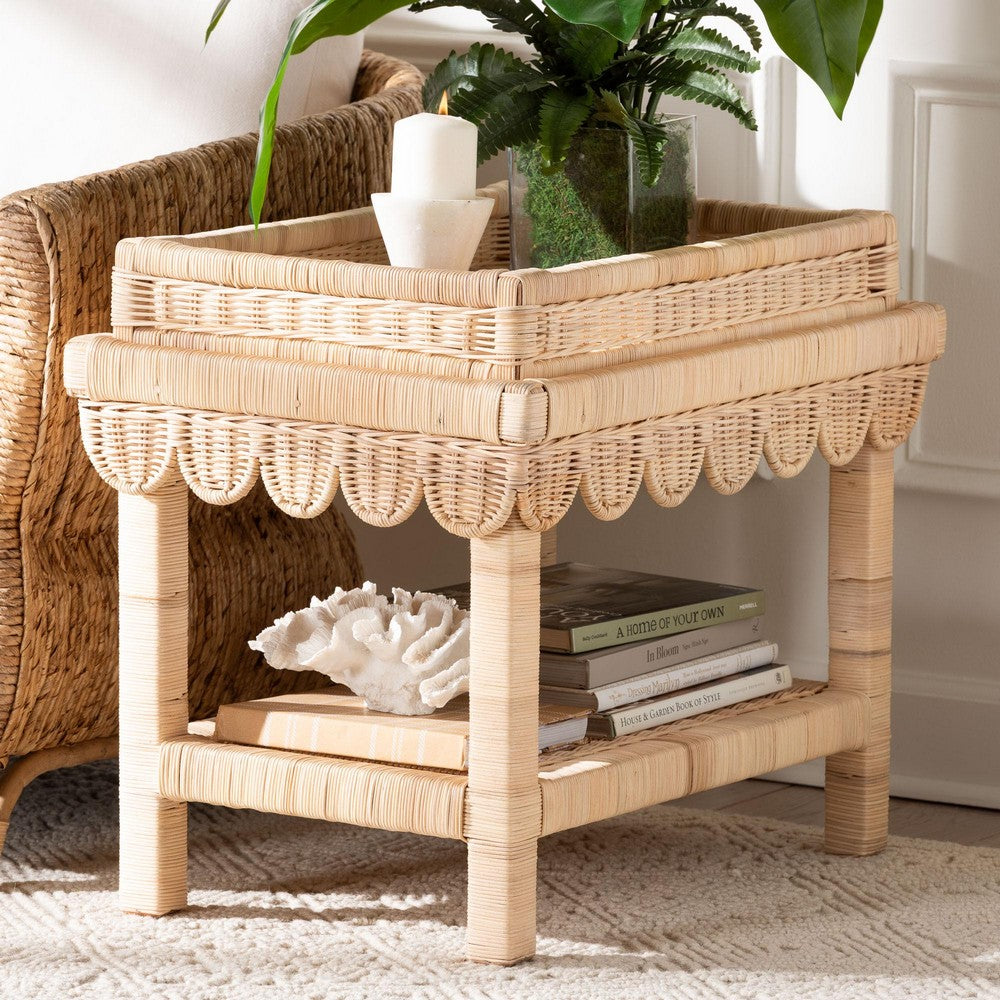 bali & pari  - Weyman End Table in Natural Brown - WS158-Natural Rattan-ET view 8