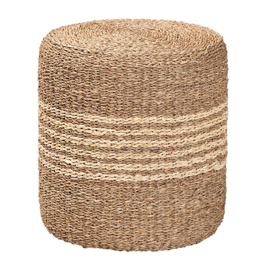 bali & pari - Wickham Footstool in Natural Brown - F234-FT6-Seagrass/Palm Leaf-Stool view 1