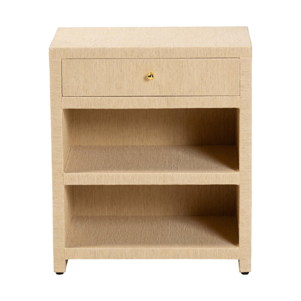 bali & pari  - William Nightstand in Light Brown/Gold - William-Light Brown-Woven Grasscloth-NS view 3