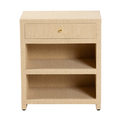 bali & pari  - William Nightstand in Light Brown/Gold - William-Light Brown-Woven Grasscloth-NS view 3