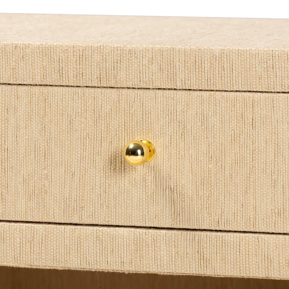 bali & pari  - William Nightstand in Light Brown/Gold - William-Light Brown-Woven Grasscloth-NS view 6