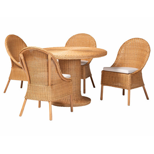 bali & pari - Willy Dining Set in Light Honey - Willy-Light Honey Rattan-5PC Dining Set view 1