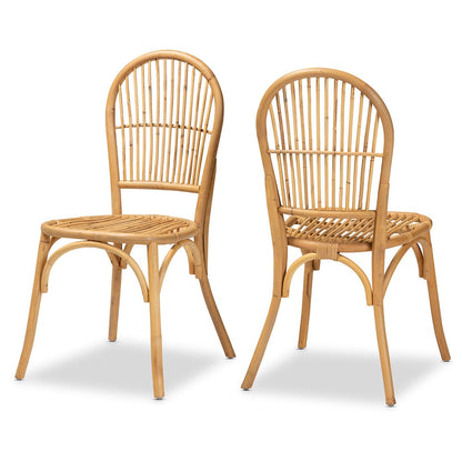 bali & pari - Wina Set of 2 Dining Chairs in Natural Brown - Wina-Rattan-DC view 1