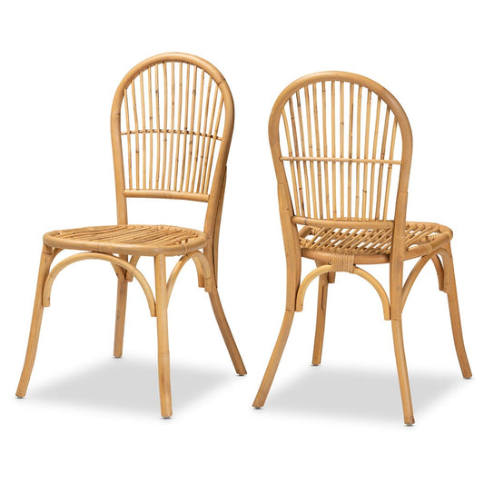 bali & pari - Wina Set of 2 Dining Chairs in Natural Brown - Wina-Rattan-DC view 1