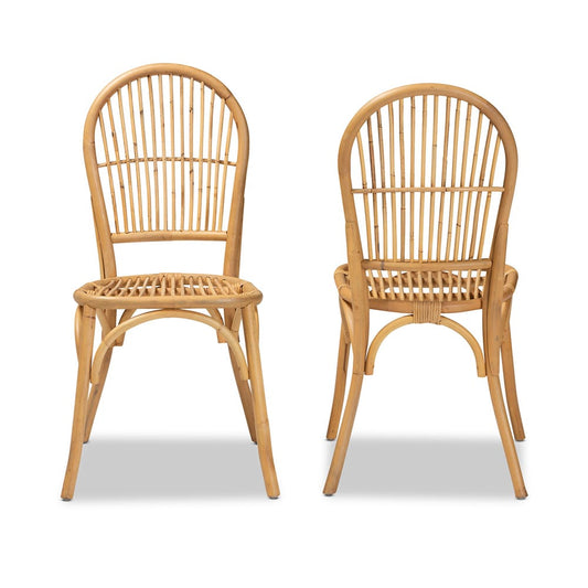 bali & pari - Wina Set of 2 Dining Chairs in Natural Brown - Wina-Rattan-DC view 2