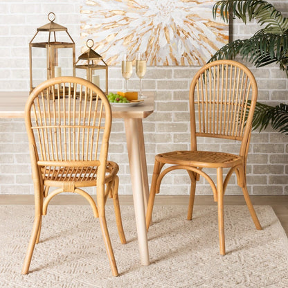 bali & pari - Wina Set of 2 Dining Chairs in Natural Brown - Wina-Rattan-DC view 7